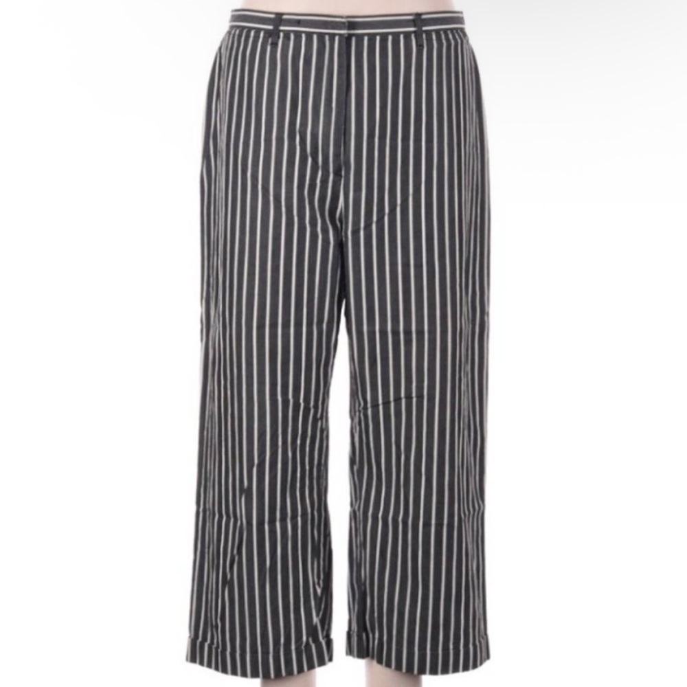 Lauren Ralph Lauren Gray & White Striped Cropped 100% Cotton Pants Size 2P